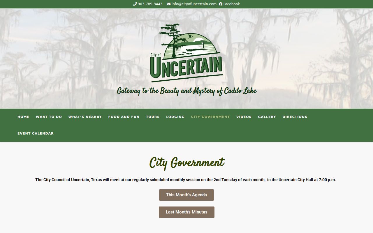 City of Uncertain government contact page